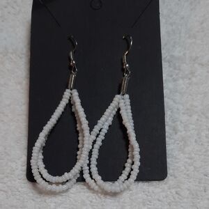 Elegant White Beaded Earrings